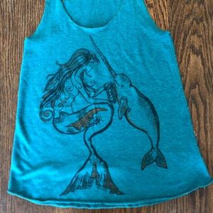 Mermaid and narwhal printed tank